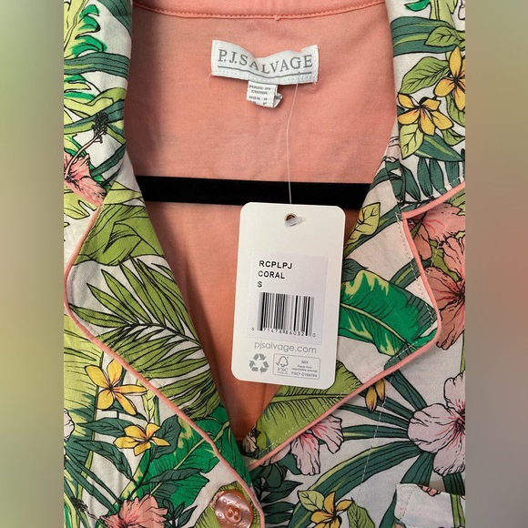 NWT Playful Prints Tropical PJ Salvage Top | Coral – Size S - Picture 4 of 5